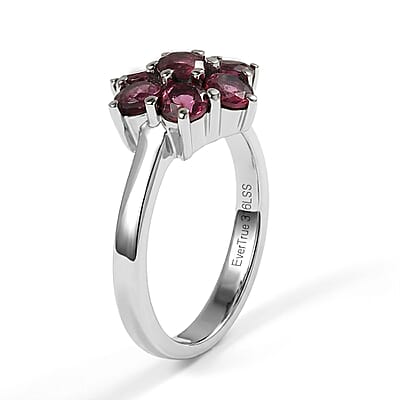 EverTrue Tanzanian Wine Garnet 5.60 ctw Ring in Stainless Steel (Size 6.0)