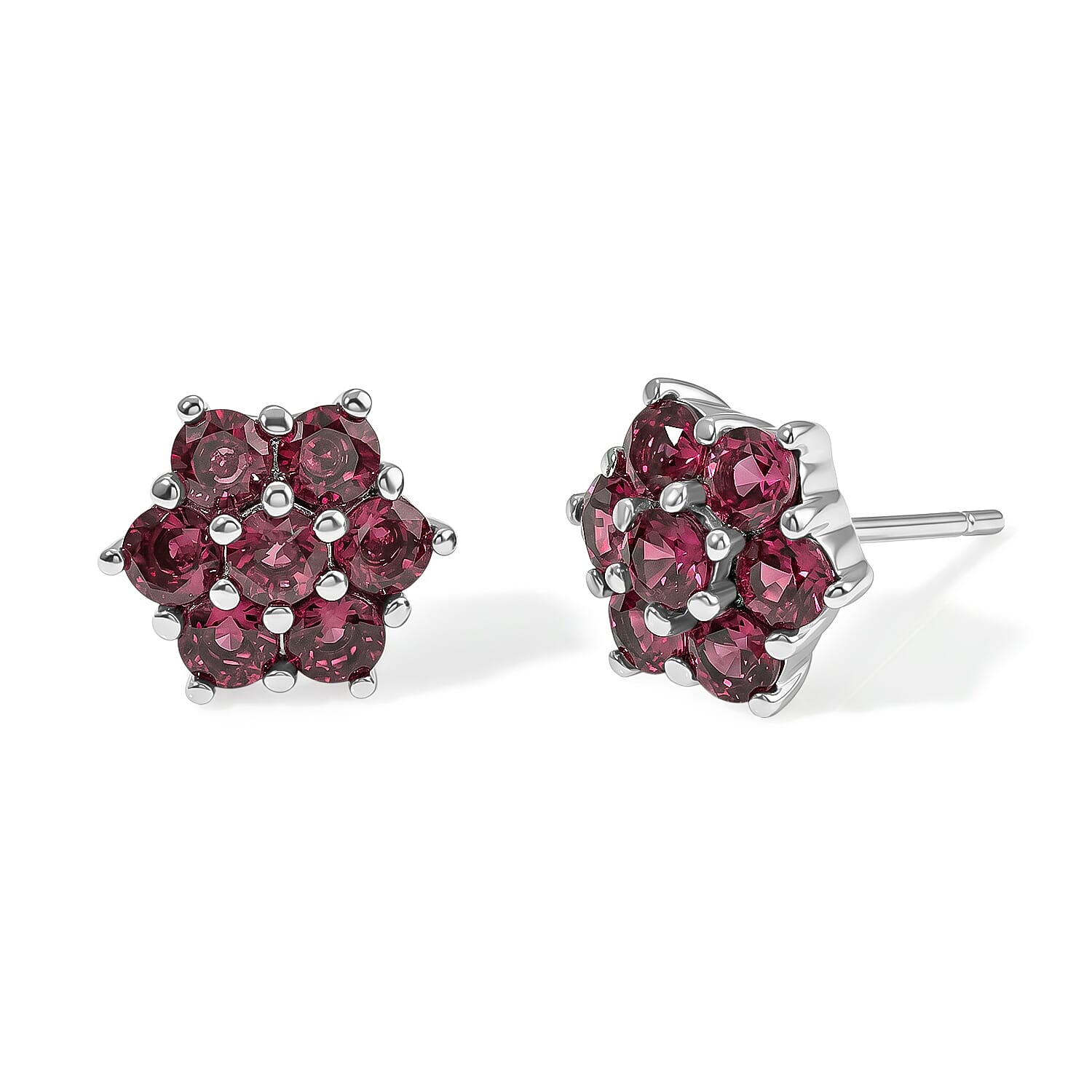 EverTrue Tanzanian Wine Garnet 2.10 ctw Stud Earrings in Stainless Steel