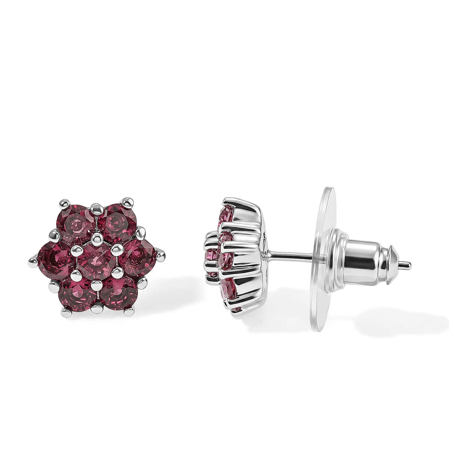 EverTrue Tanzanian Wine Garnet 2.10 ctw Stud Earrings in Stainless Steel