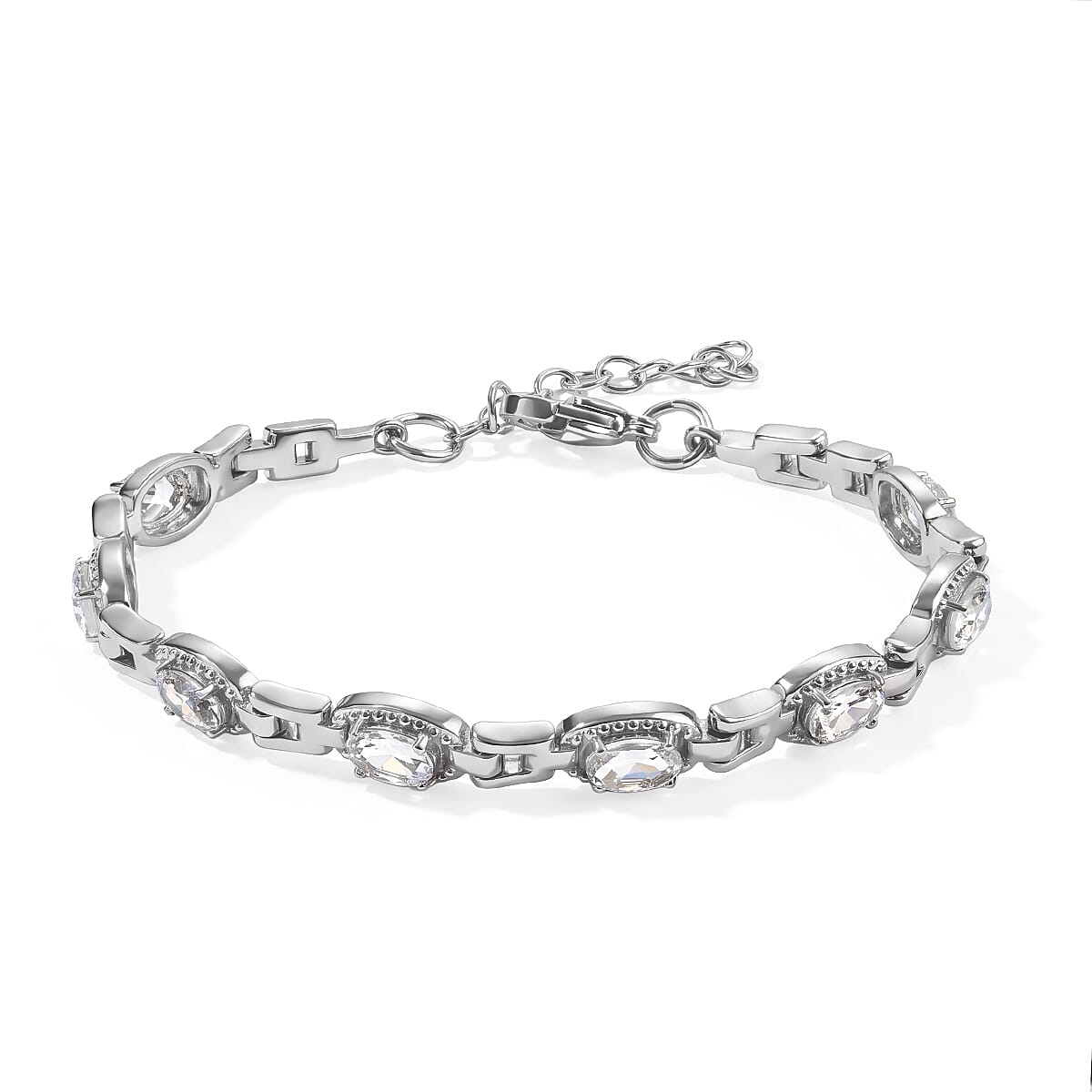 EverTrue White Topaz 4.50 ctw Bracelet in Stainless Steel (6.50 In)