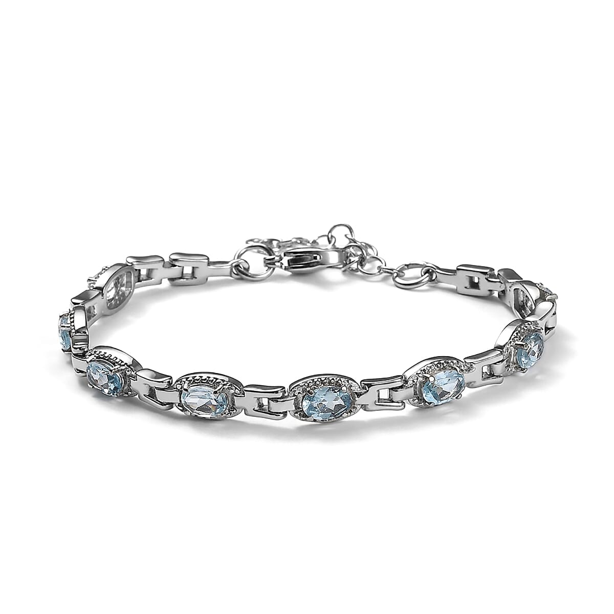 EverTrue Sky Blue Topaz 4.15 ctw Bracelet in Stainless Steel (6.50 In)