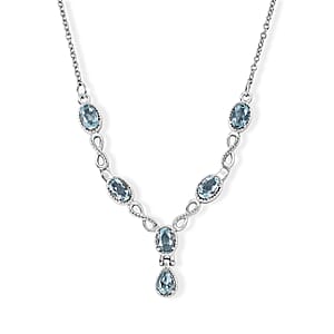 EverTrue Sky Blue Topaz 2.30 ctw Cluster Necklace in Stainless Steel 20 Inches