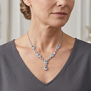 EverTrue Sky Blue Topaz 2.30 ctw Cluster Necklace in Stainless Steel 20 Inches
