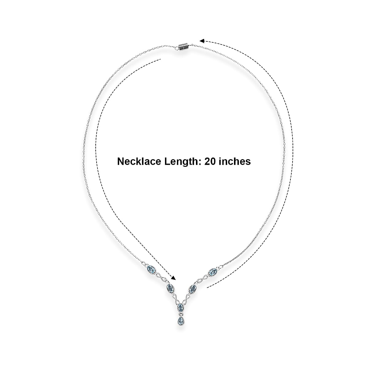 EverTrue Sky Blue Topaz 2.30 ctw Cluster Necklace in Stainless Steel 20 Inches image number 3