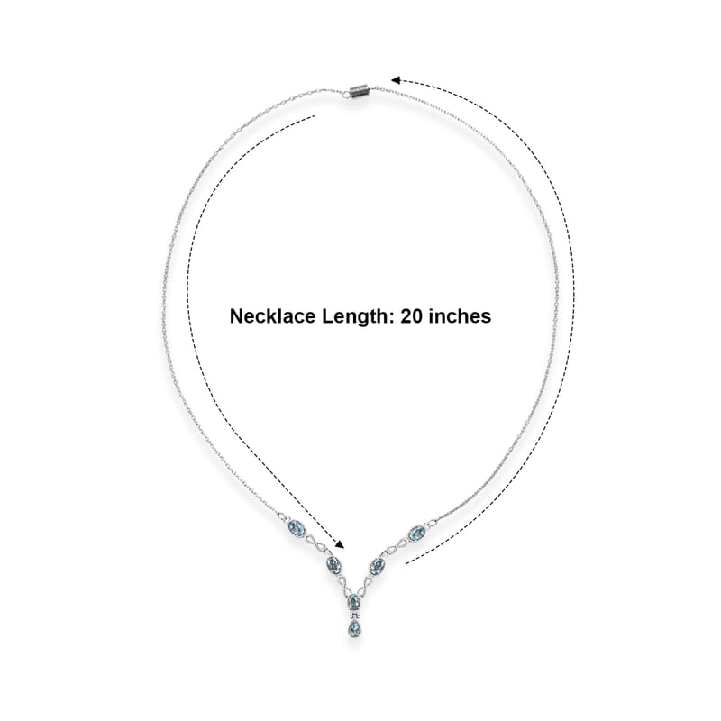 EverTrue Sky Blue Topaz 2.30 ctw Cluster Necklace in Stainless Steel 20 Inches