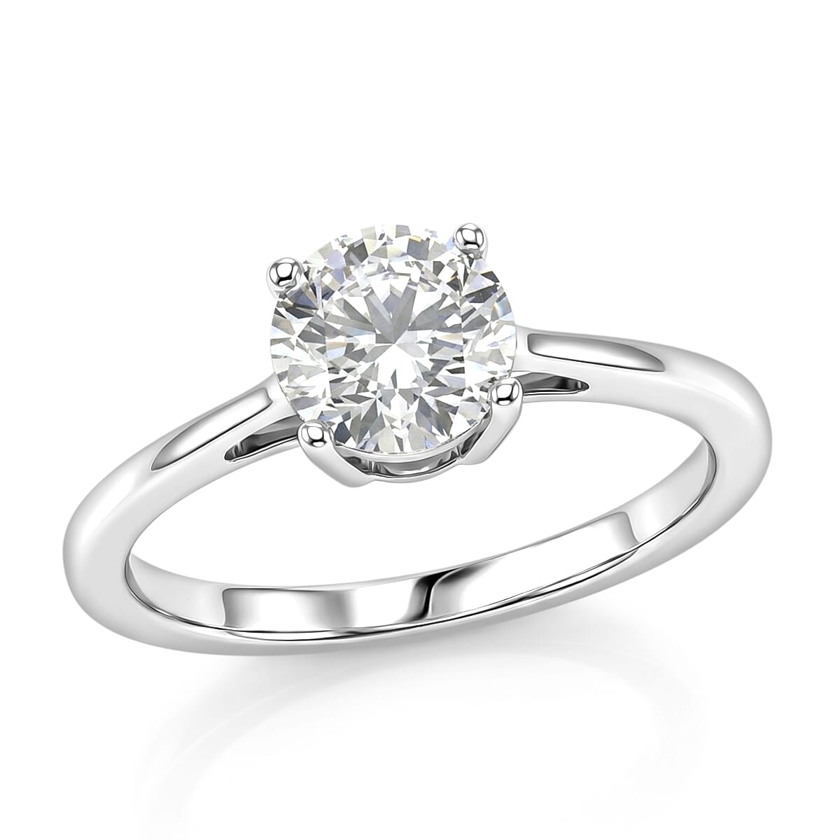 D'Joy Moissanite 1.00 ctw Solitaire Ring in Rhodium Over Sterling Silver (Size  6.0)