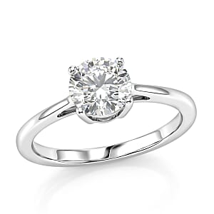 D'Joy Moissanite 1.00 ctw Solitaire Ring in Rhodium Over Sterling Silver (Size  7.0)