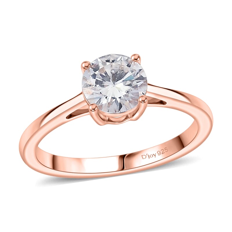 D'Joy Moissanite 1.00 ctw Solitaire Ring in 18K Vermeil Yellow Gold Over Sterling Silver (Size  6.0)