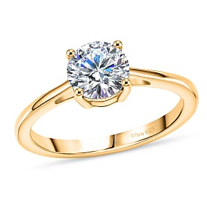D'Joy Moissanite 1.00 ctw Solitaire Ring in 18K Vermeil Yellow Gold Over Sterling Silver (Size  8.0)