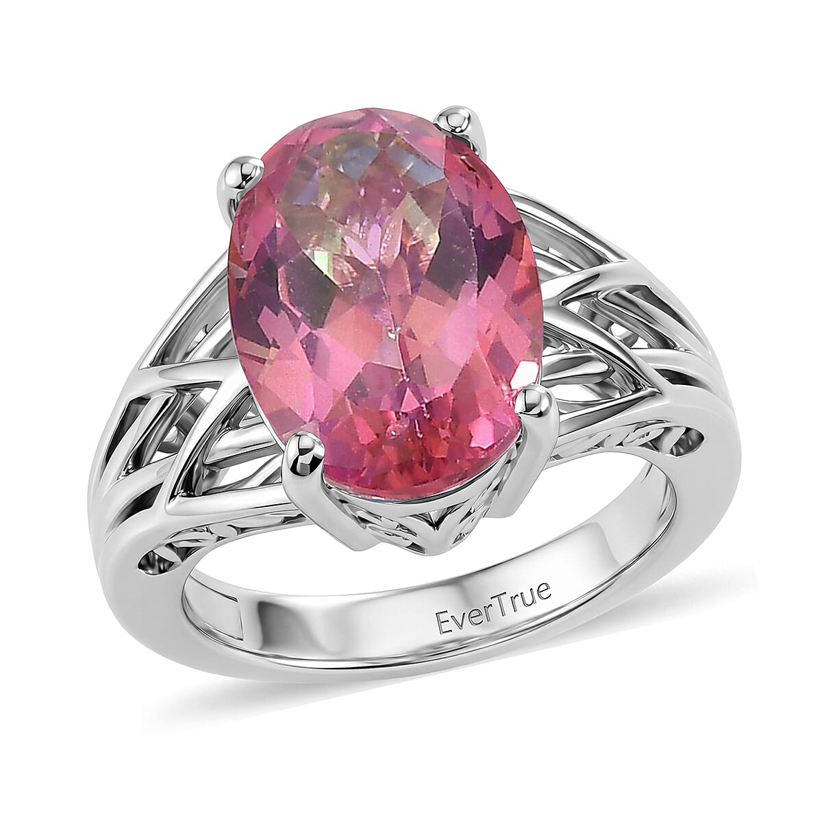 EverTrue Ceylon Color Quartz 6.25 ctw Ring in Platinum Bond (Size  6.0)