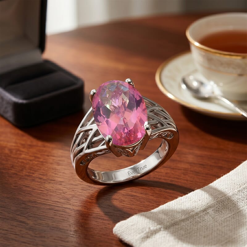 EverTrue Ceylon Color Quartz 6.25 ctw Ring in Platinum Bond (Size  6.0)