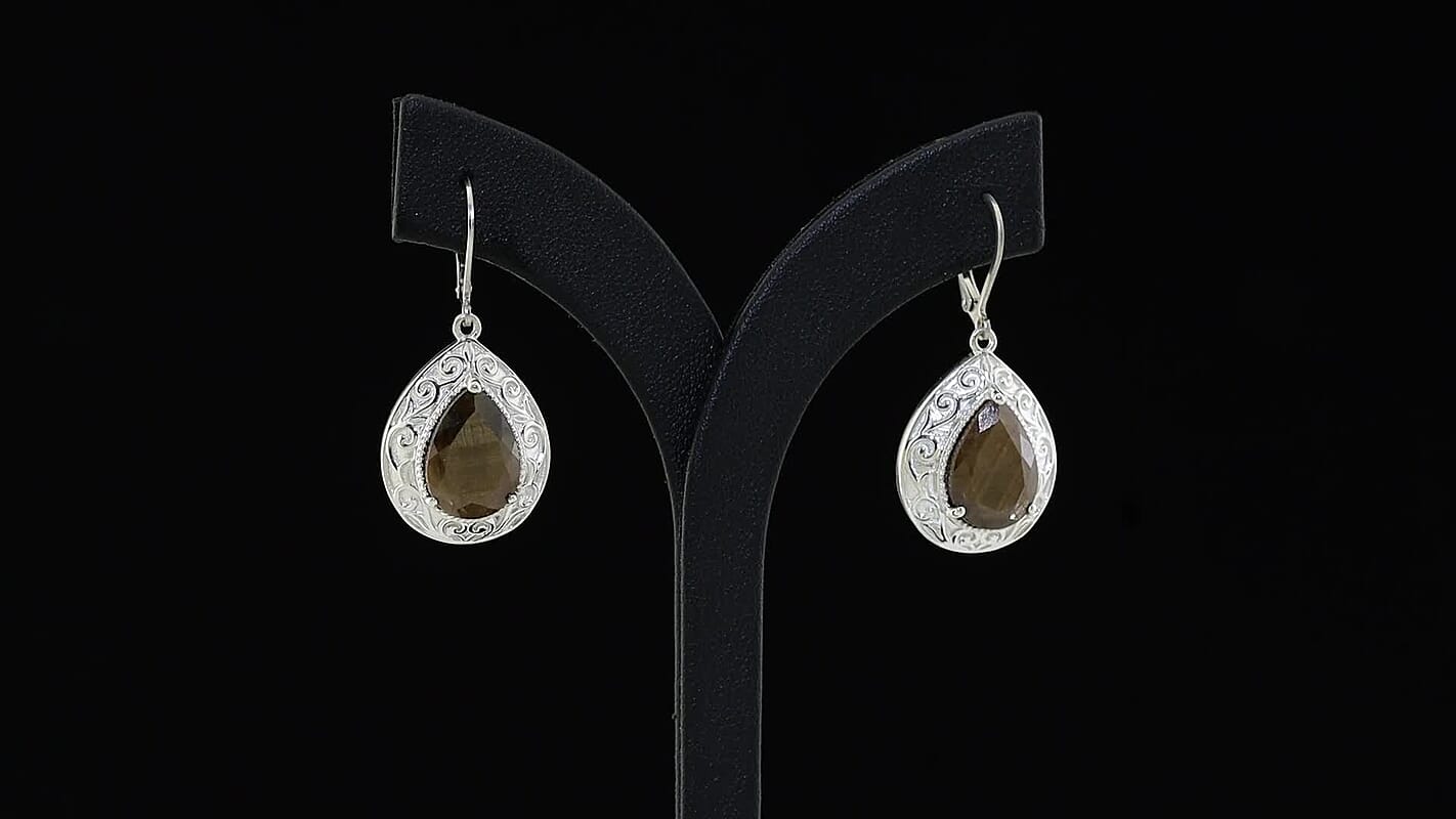 EverTrue Chocolate Sapphire Earrings in Platinum Bond 13.60 ctw
