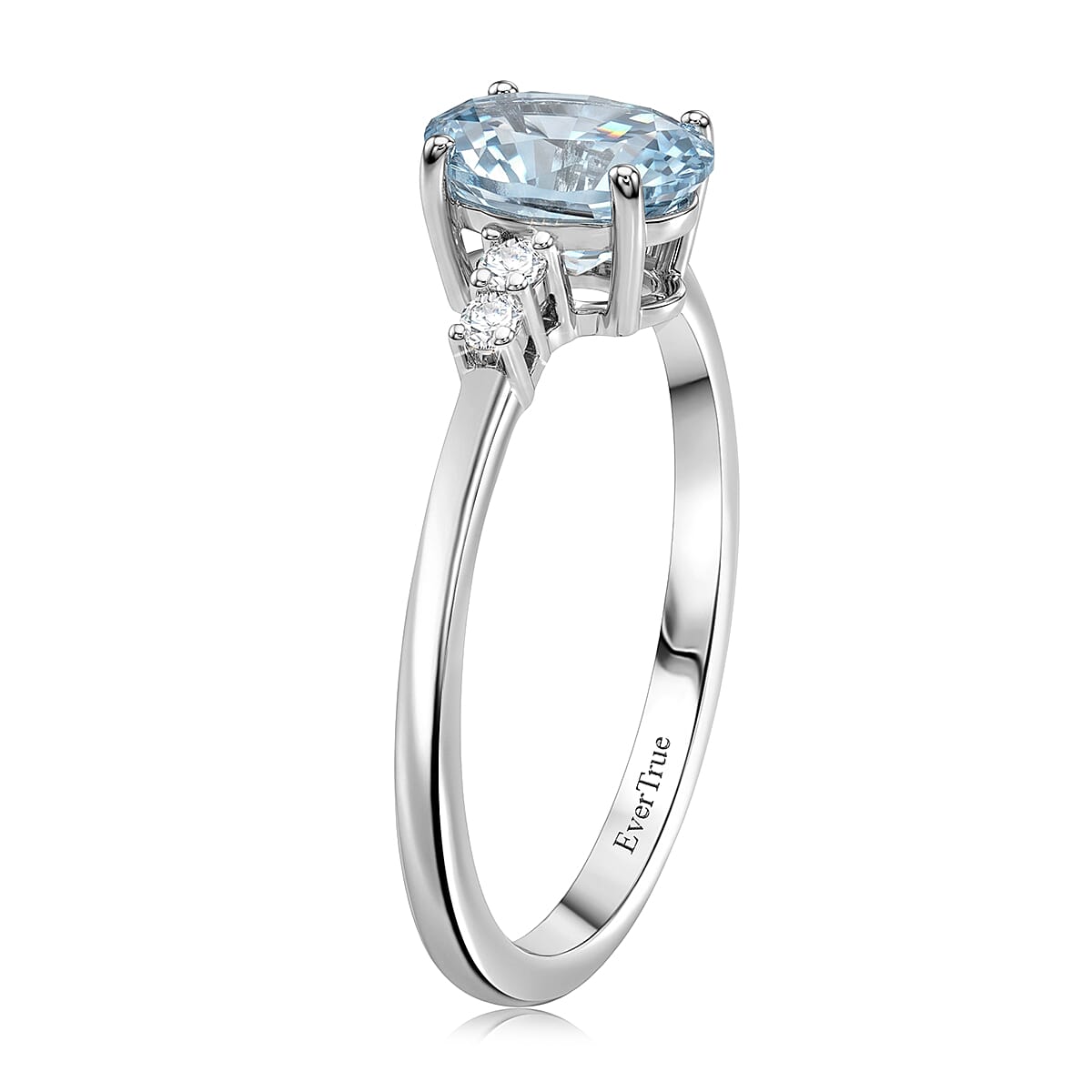 EverTrue Sky Blue Topaz and White Zircon 1.15 ctw Ring in Platinum Bond (Size 6.0)