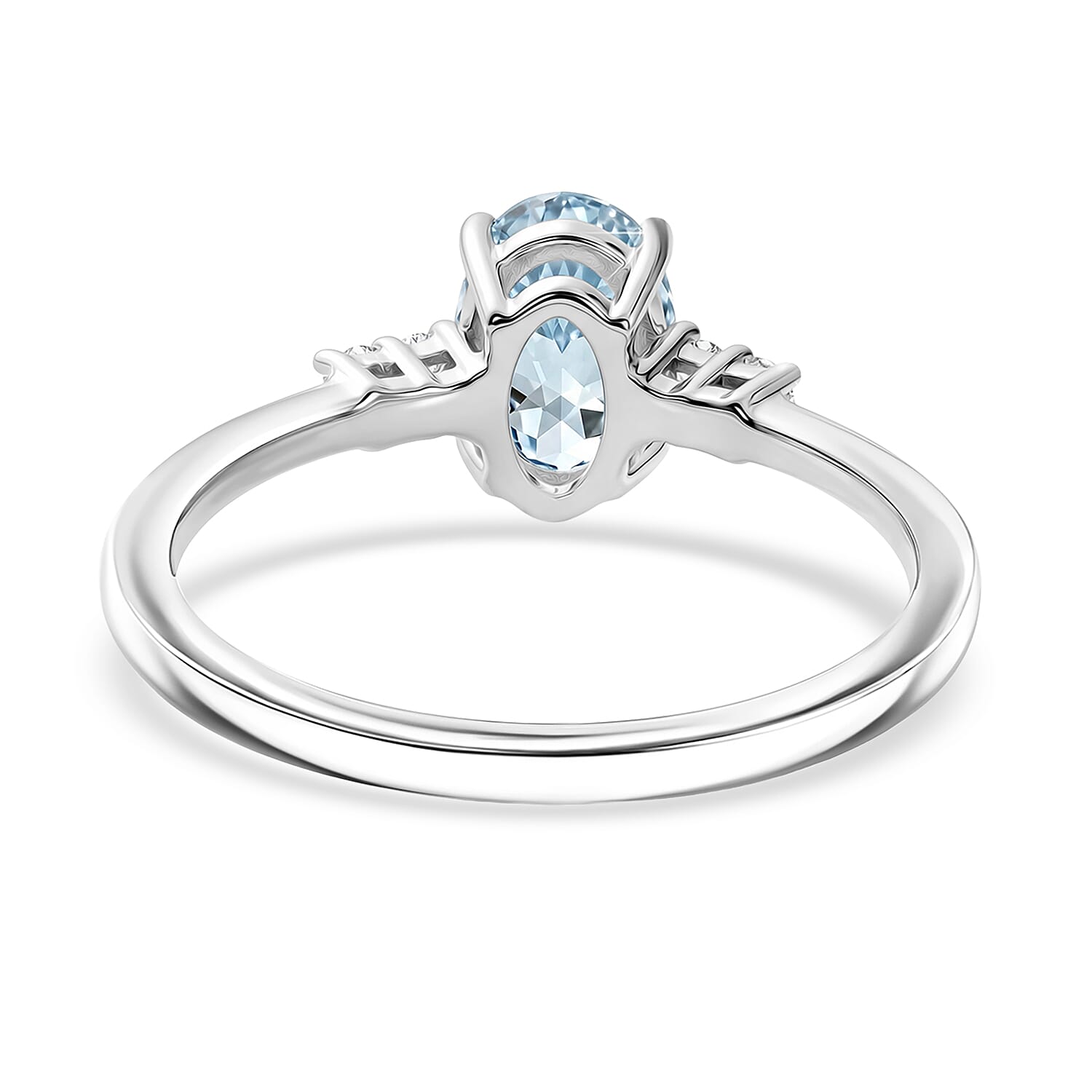 EverTrue Sky Blue Topaz and White Zircon 1.15 ctw Ring in Platinum Bond (Size 6.0)