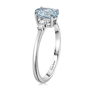 EverTrue Sky Blue Topaz and White Zircon 1.15 ctw Ring in Platinum Bond (Size 9.0)