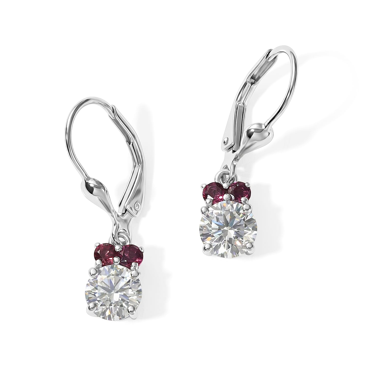 D'Joy Moissanite and Anthill Garnet 1.70 ctw Earrings in Rhodium Over Sterling Silver