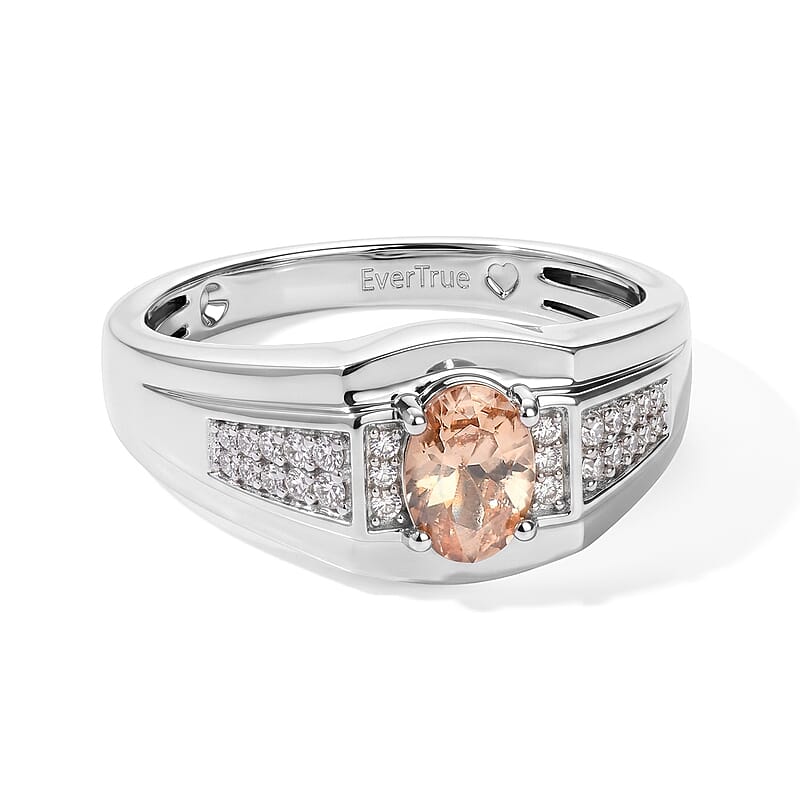 EverTrue Champagne and White Zircon 1.40 ctw Ring in Platinum Bond (Size 9.0)