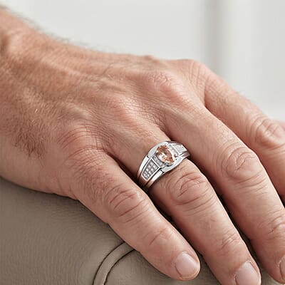 EverTrue Champagne and White Zircon 1.40 ctw Ring in Platinum Bond (Size 9.0)