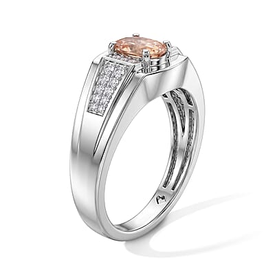 EverTrue Champagne and White Zircon 1.40 ctw Ring in Platinum Bond (Size 9.0)
