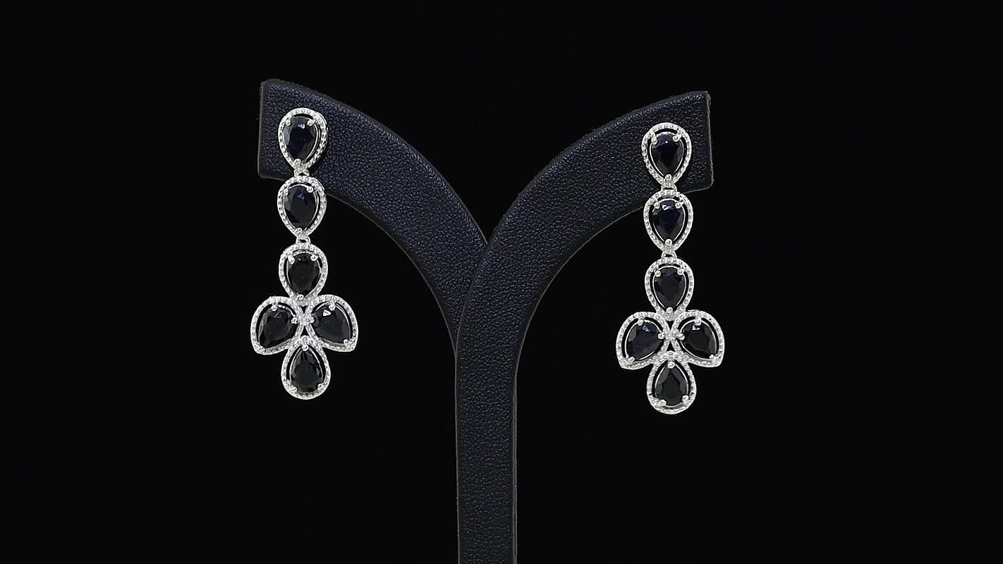 EverTrue Midnight Sapphire Earrings in Platinum Bond 12.10 ctw
