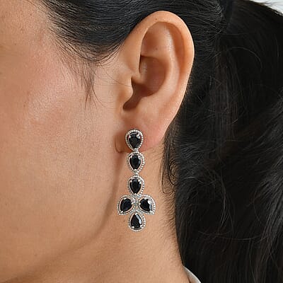 EverTrue Midnight Sapphire 12.10 ctw Earrings in Platinum Bond