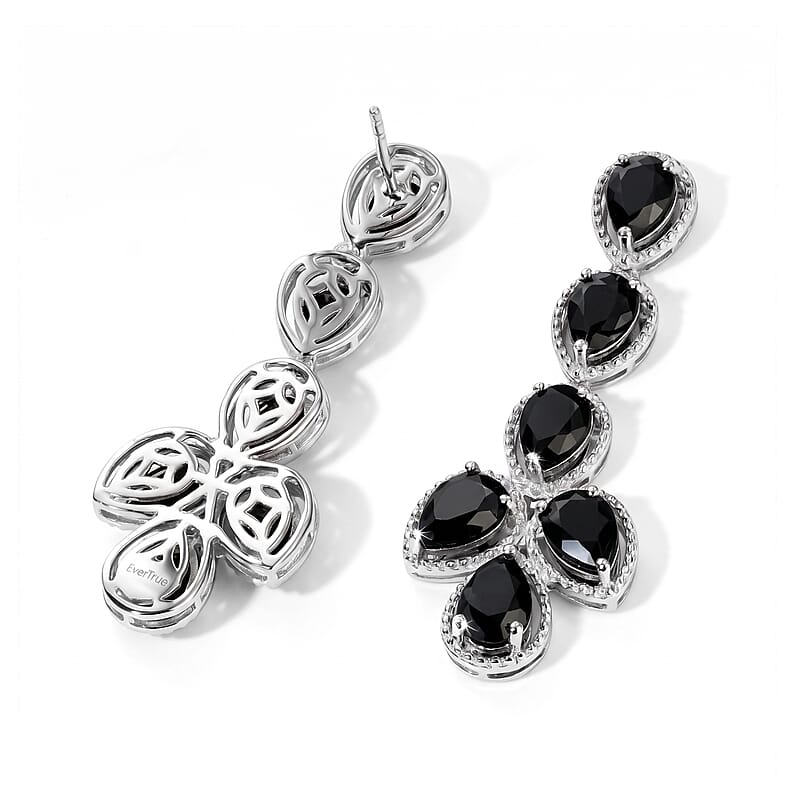 EverTrue Midnight Sapphire 12.10 ctw Earrings in Platinum Bond