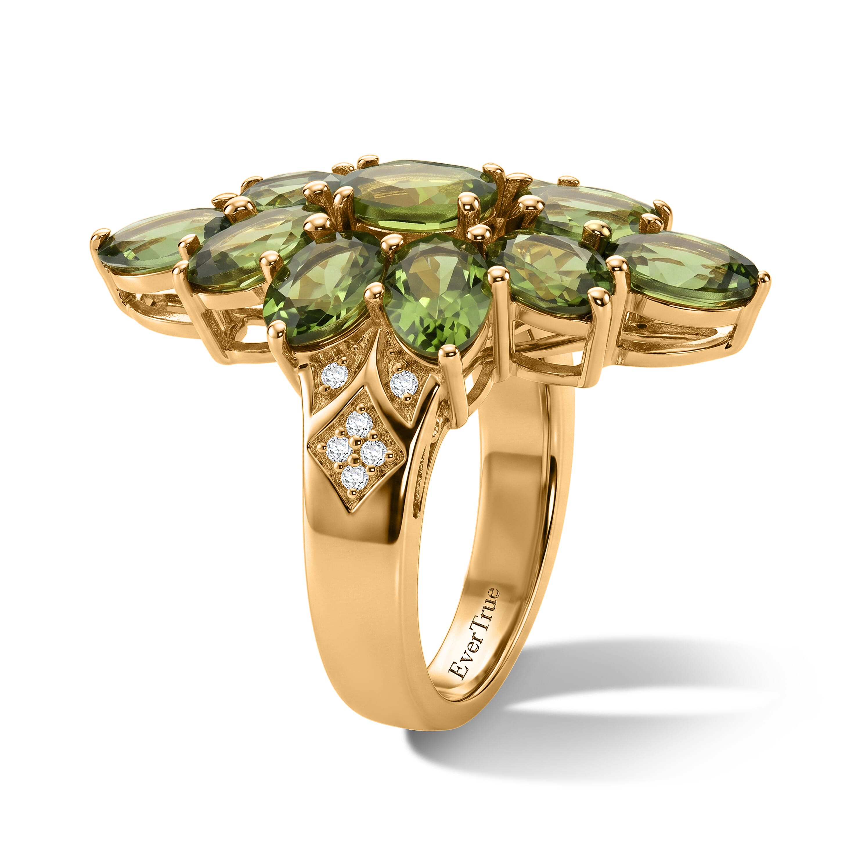 EverTrue Natural Green Apatite and White Zircon 5.35 ctw Ring in Platinum Bond (Size 10.0)