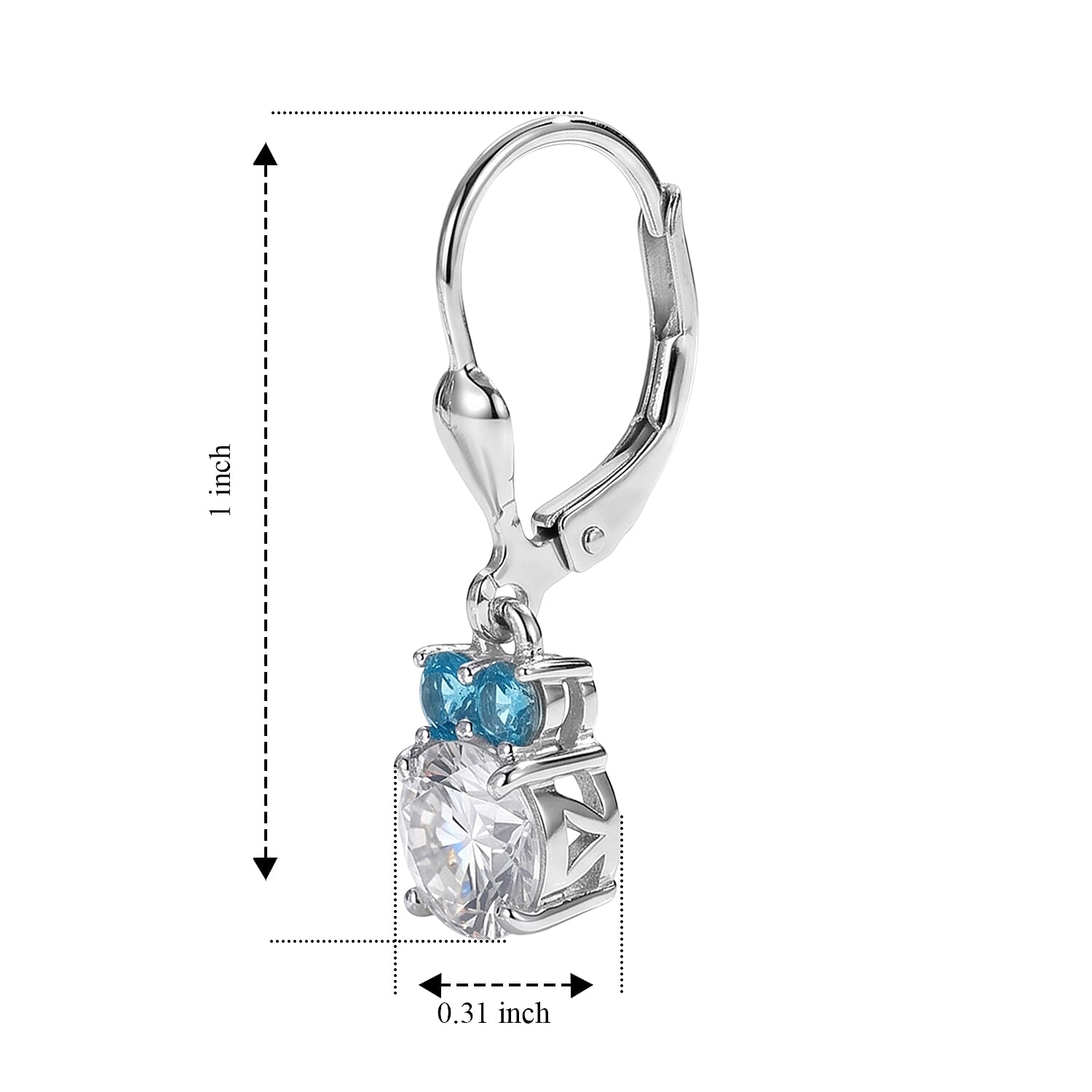 D'Joy Moissanite and Neon Apatite 1.70 ctw Lever Back Earrings in Rhodium Over Sterling Silver