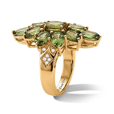 EverTrue Natural Green Apatite and White Zircon 5.35 ctw Ring in Platinum Bond (Size 9.0)