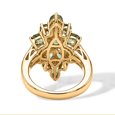 EverTrue Natural Green Apatite and White Zircon 5.35 ctw Ring in Platinum Bond (Size 9.0)