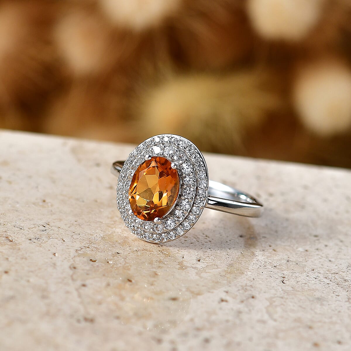 EverTrue Serra Gaucha Citrine, White Zircon Ring in Platinum Bond (Size 10.0) 1.75 ctw image number 1