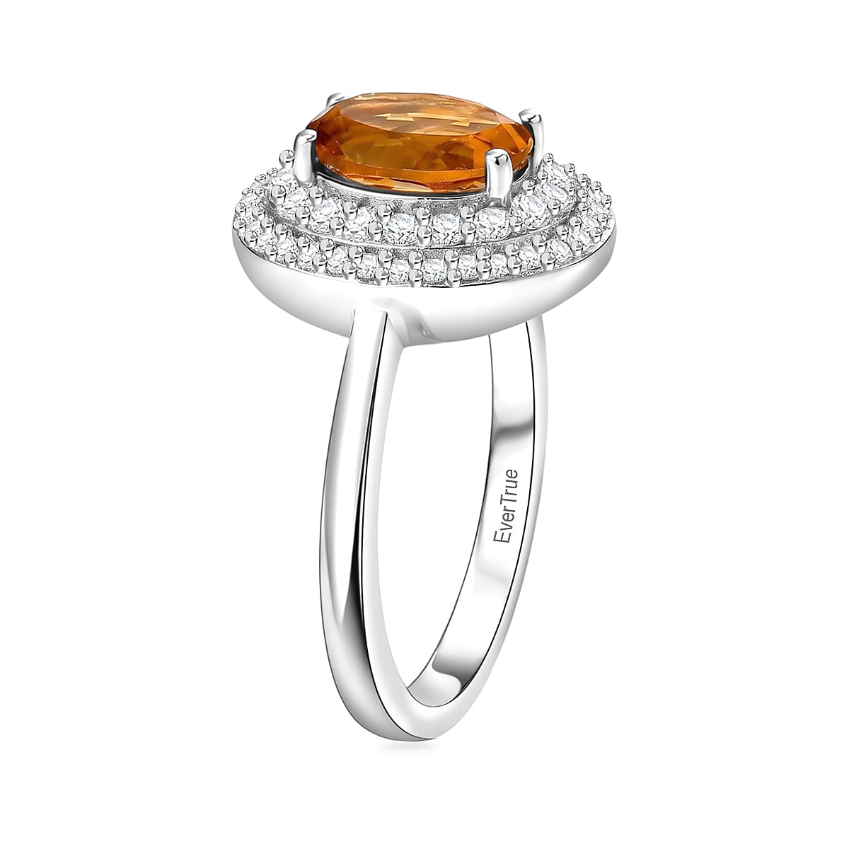 EverTrue Serra Gaucha Citrine, White Zircon Ring in Platinum Bond (Size 10.0) 1.75 ctw image number 3