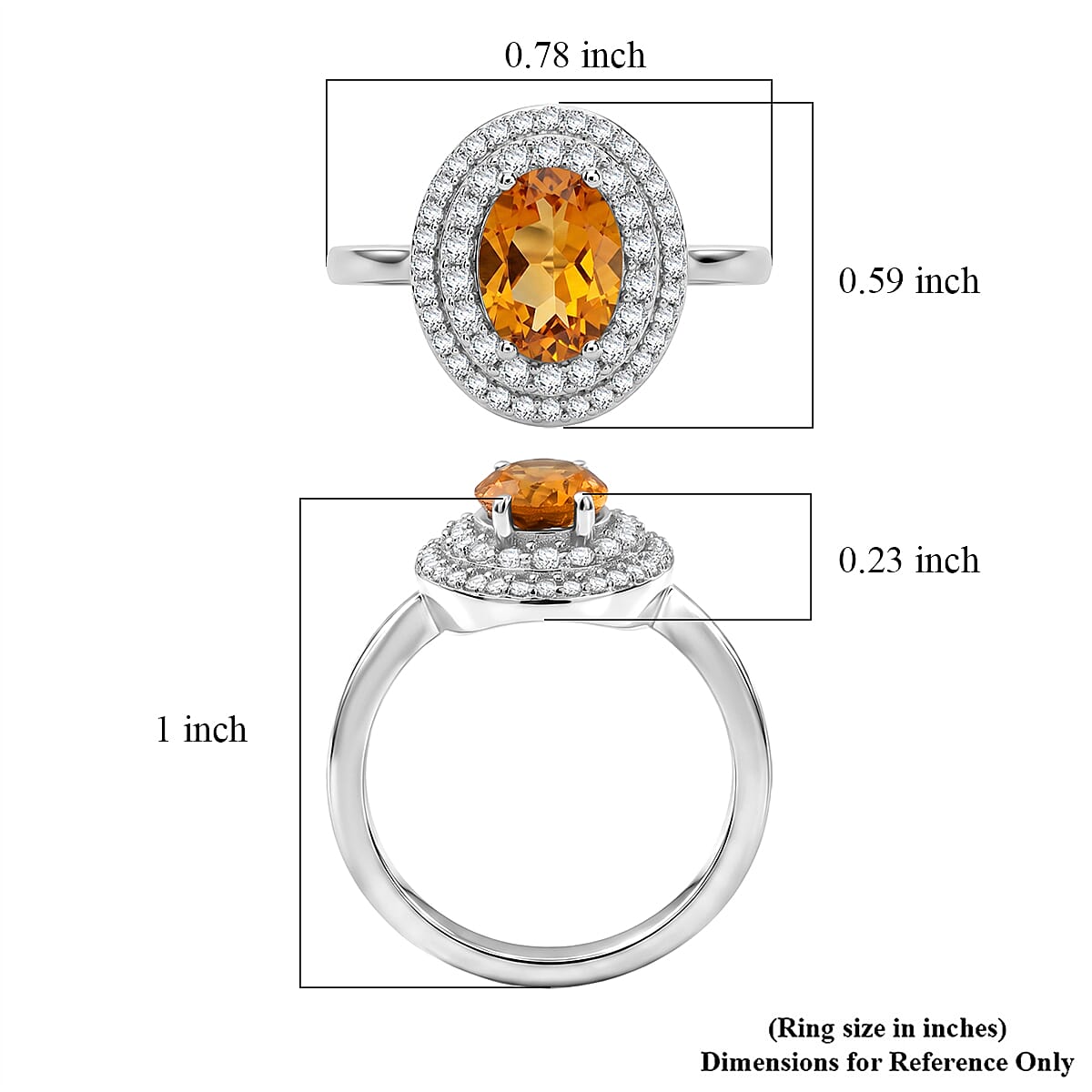 EverTrue Serra Gaucha Citrine, White Zircon Ring in Platinum Bond (Size 10.0) 1.75 ctw image number 5