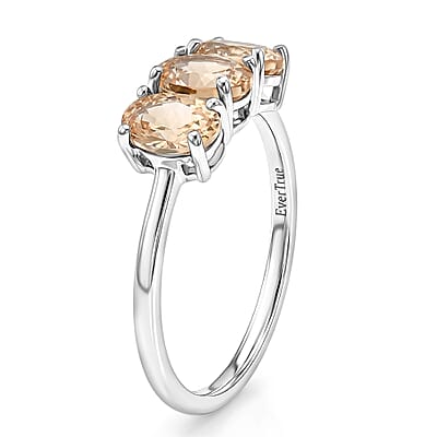 EverTrue Imperial Garnet 2.60 ctw 3 Stone Ring in Platinum Bond (Size 6.0)