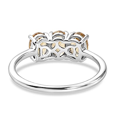 EverTrue Imperial Garnet 2.60 ctw 3 Stone Ring in Platinum Bond (Size 6.0)