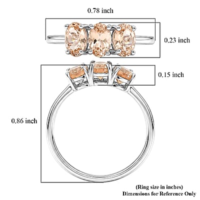 EverTrue Imperial Garnet 2.60 ctw 3 Stone Ring in Platinum Bond (Size 6.0)