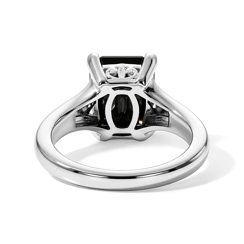 EverTrue Australian Black Tourmaline and White Zircon 3.50 ctwt Solitaire Ring in Platinum Bond (Size 6.0)