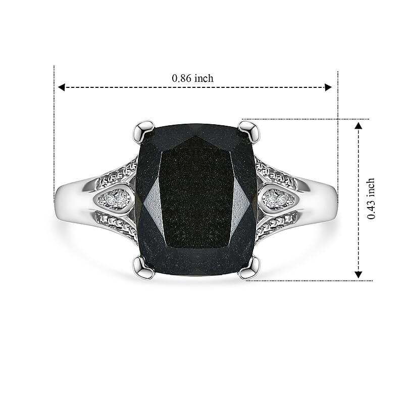 EverTrue Australian Black Tourmaline and White Zircon 3.50 ctwt Solitaire Ring in Platinum Bond (Size 6.0)