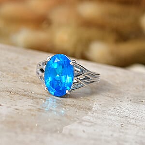 EverTrue Caribbean Quartz 7.35 ctw Ring in Platinum Bond (Size  7.0)