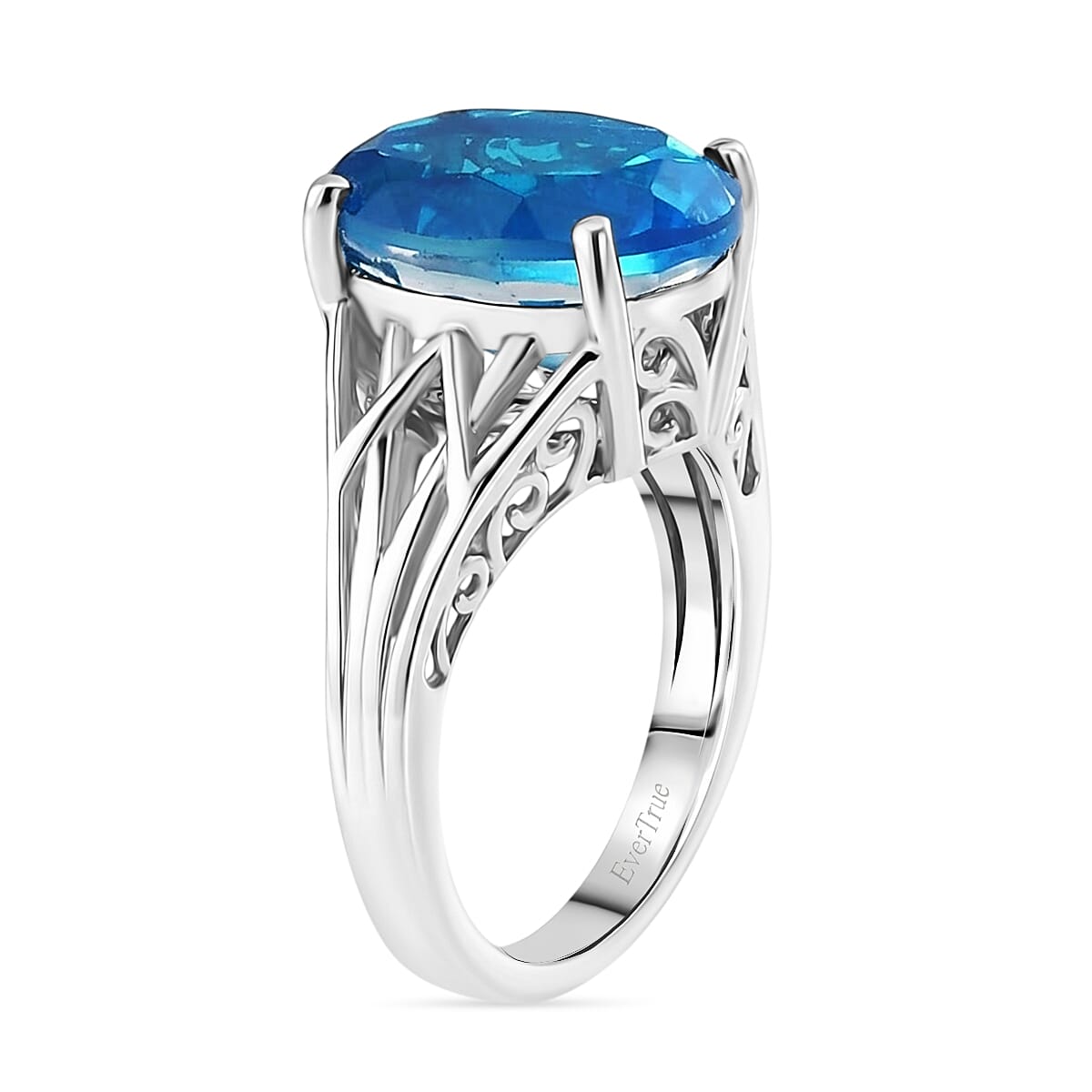 EverTrue Caribbean Quartz 7.35 ctw Ring in Platinum Bond (Size  7.0) image number 3