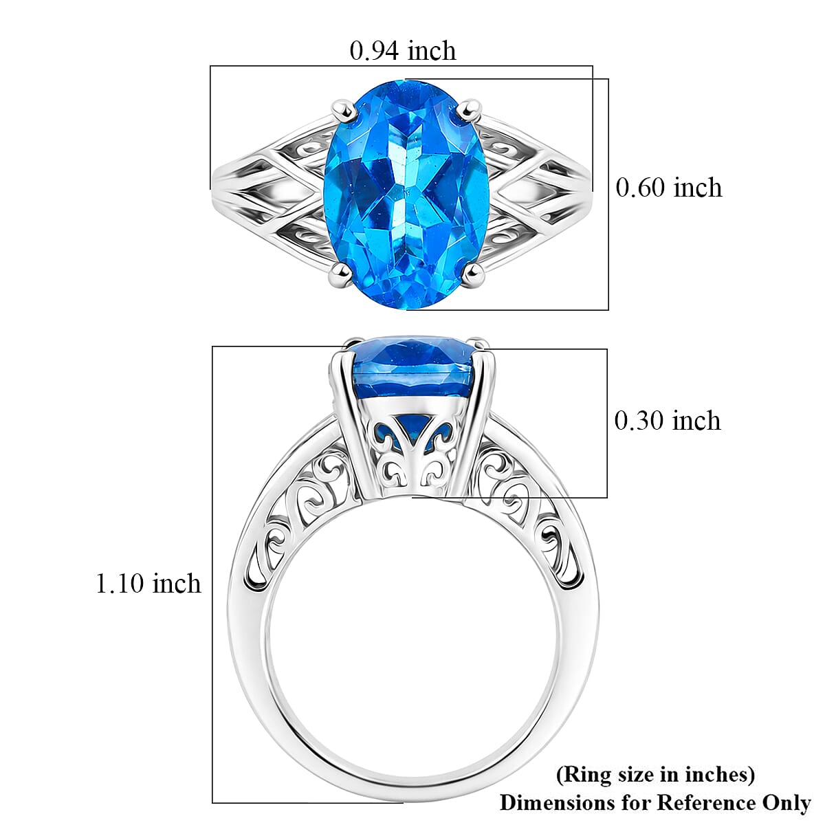 EverTrue Caribbean Quartz 7.35 ctw Ring in Platinum Bond (Size  7.0) image number 5