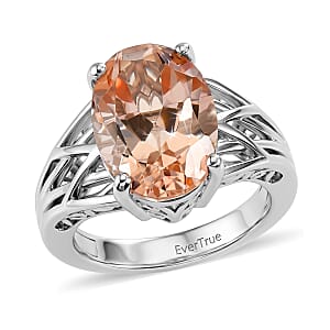 EverTrue Morganite Quartz 6.35 ctw Ring in Platinum Bond (Size  6.0)
