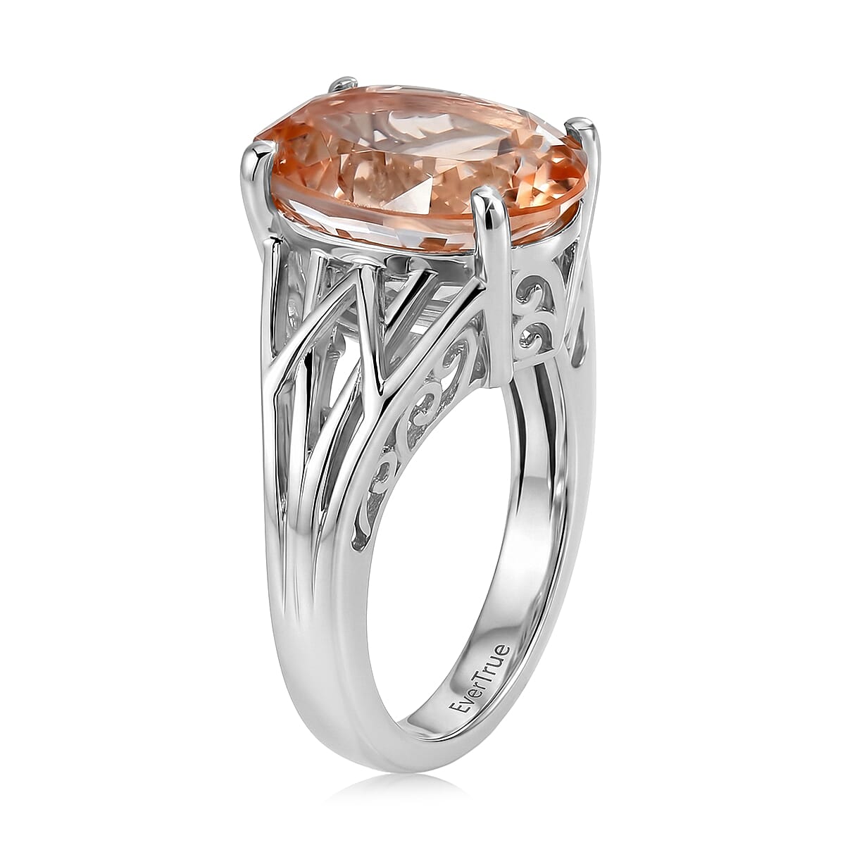 EverTrue Morganite Quartz 6.35 ctw Ring in Platinum Bond (Size  6.0) image number 3