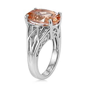 EverTrue Morganite Quartz 6.35 ctw Ring in Platinum Bond (Size  6.0)