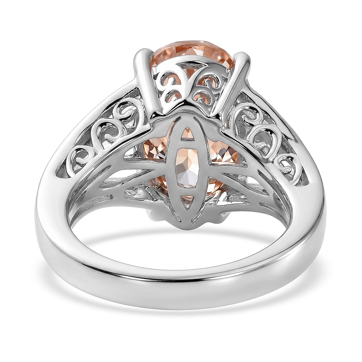 EverTrue Morganite Quartz 6.35 ctw Ring in Platinum Bond (Size  6.0) image number 4