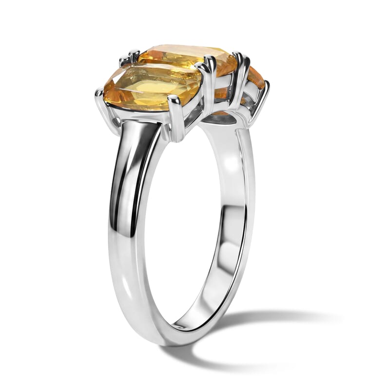 EverTrue Yellow Beryl 2.65 ctw Trilogy Ring in Platinum Bond (Size 7.0)