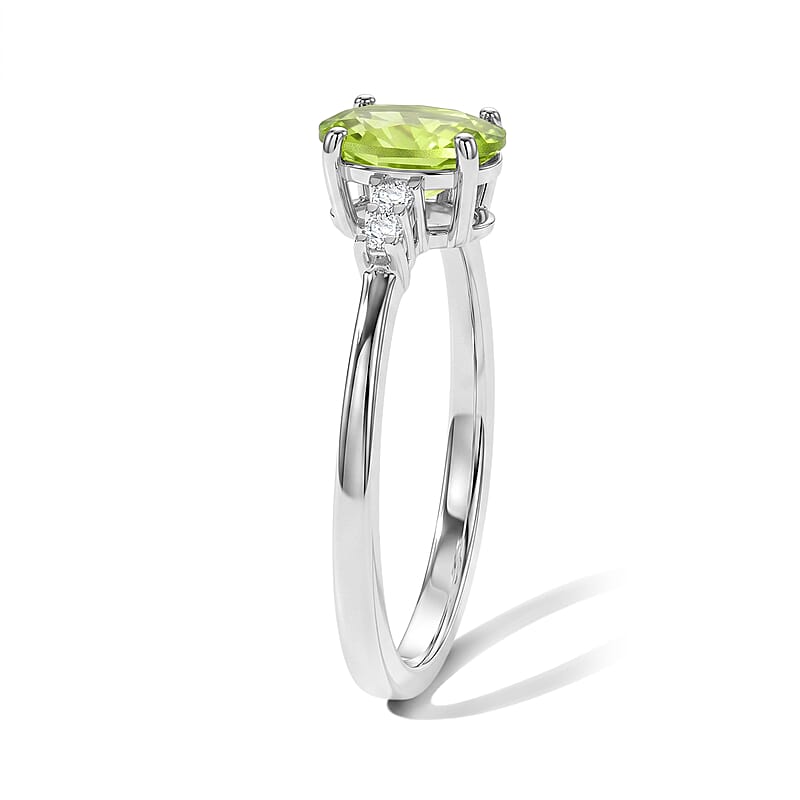 EverTrue Hebei Peridot and White Zircon 0.90 ctw Ring in Platinum Bond (Size 6.0)