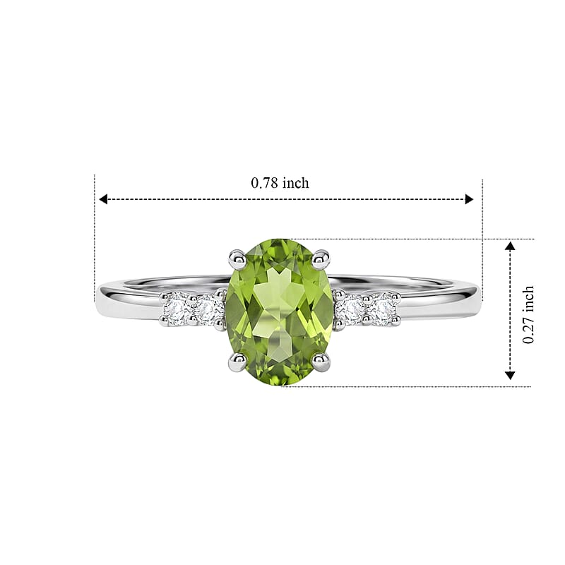 EverTrue Hebei Peridot and White Zircon 0.90 ctw Ring in Platinum Bond (Size 6.0)