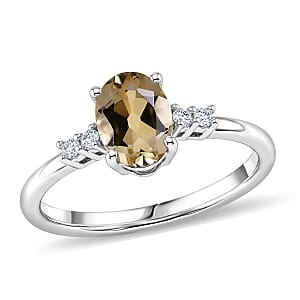 EverTrue Yellow Beryl and White Zircon 0.80 ctw Ring in Platinum Bond (Size 7.0)