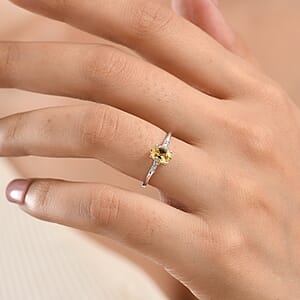 EverTrue Yellow Beryl and White Zircon 0.80 ctw Ring in Platinum Bond (Size 7.0)